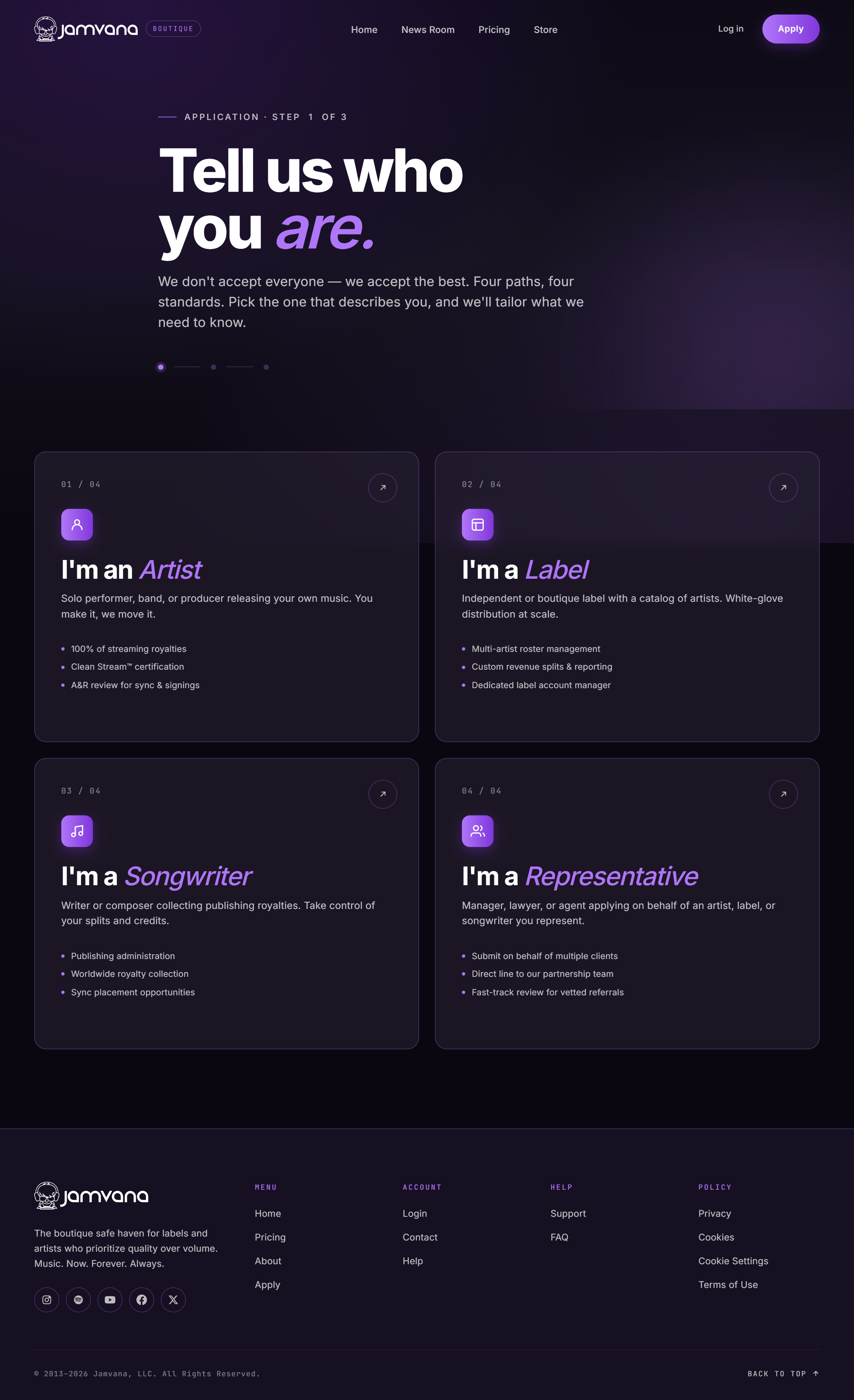 Jamvana apply page