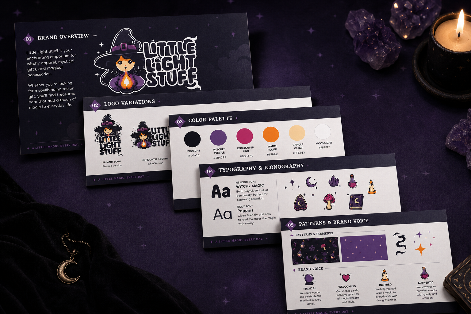 Little Light Stuff brand guide spread