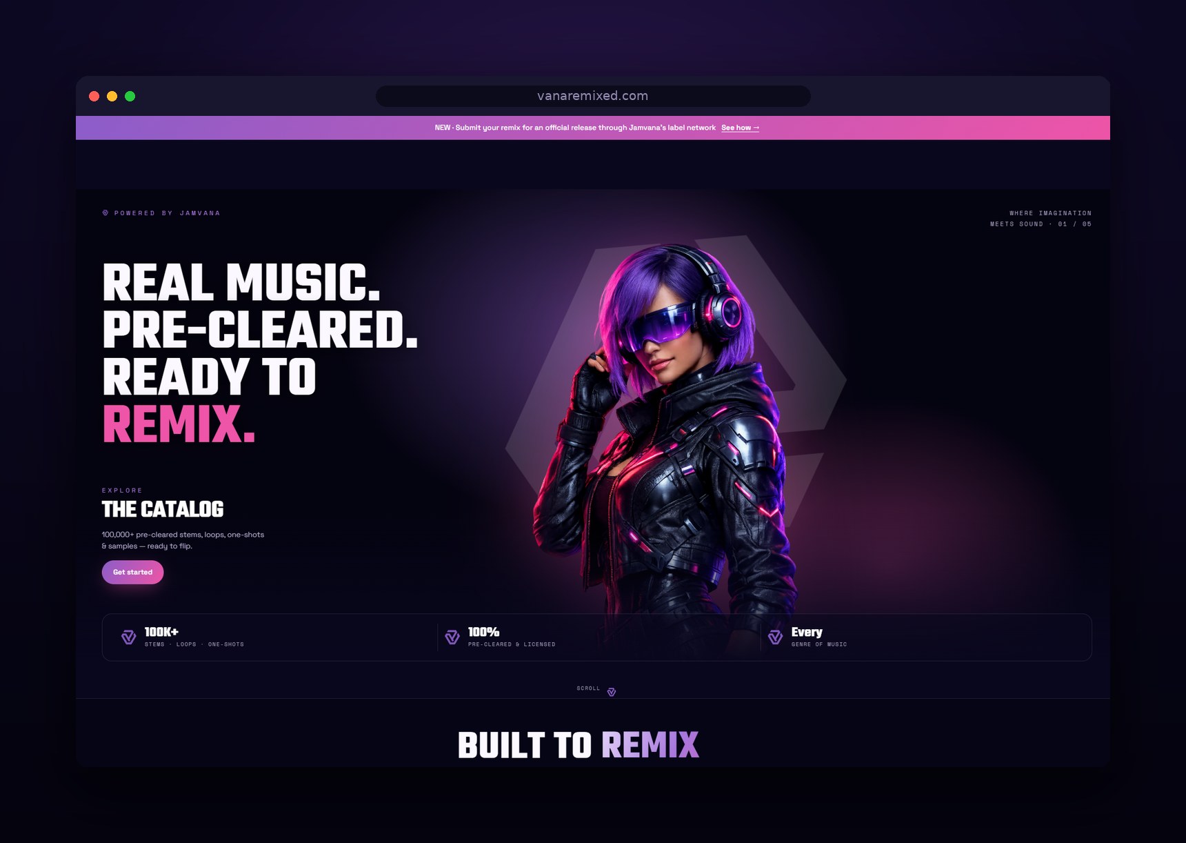 Vana Remixed website hero